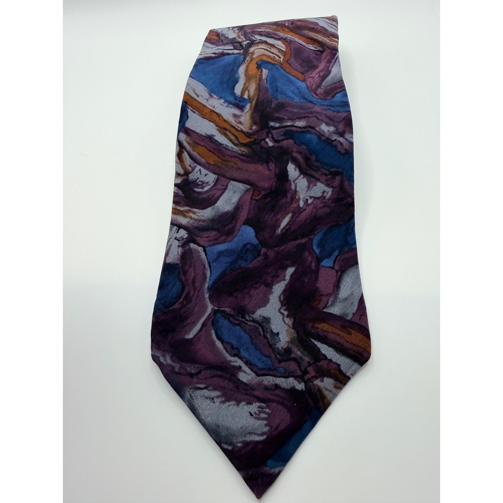 J. Garcia Malachite Valley Collection Seven Silk Tie Abstract Purple Blue USA